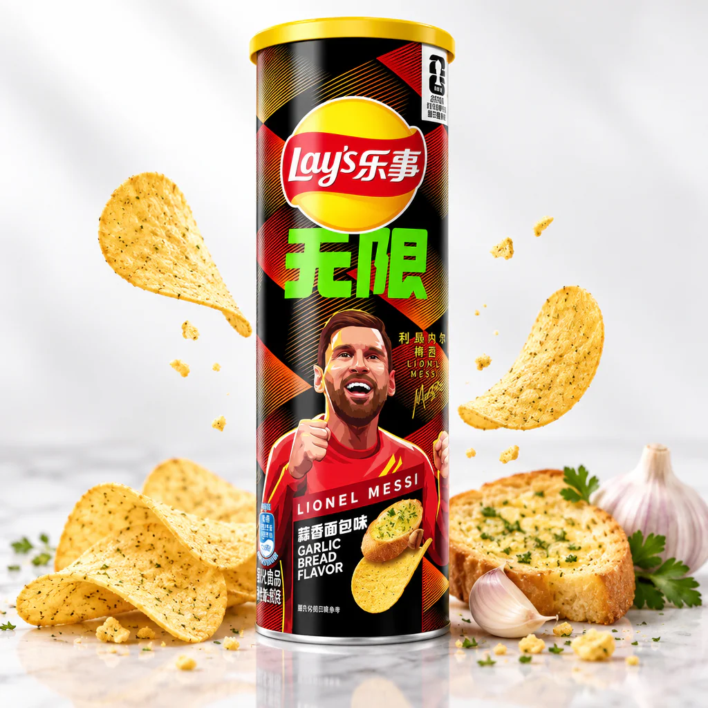 Чипсы Lay's Lionel Messi Garlic Bread со вкусом чесночного хлеба 90г 1/24