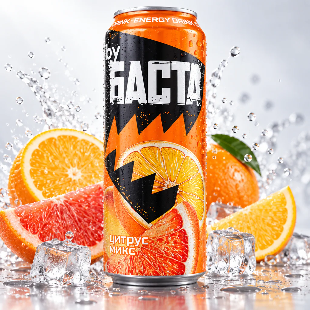 Напиток энергетический By Баста Citrus Mix со вкусом цитрусовых фруктов 450мл 1/12 (Россия)