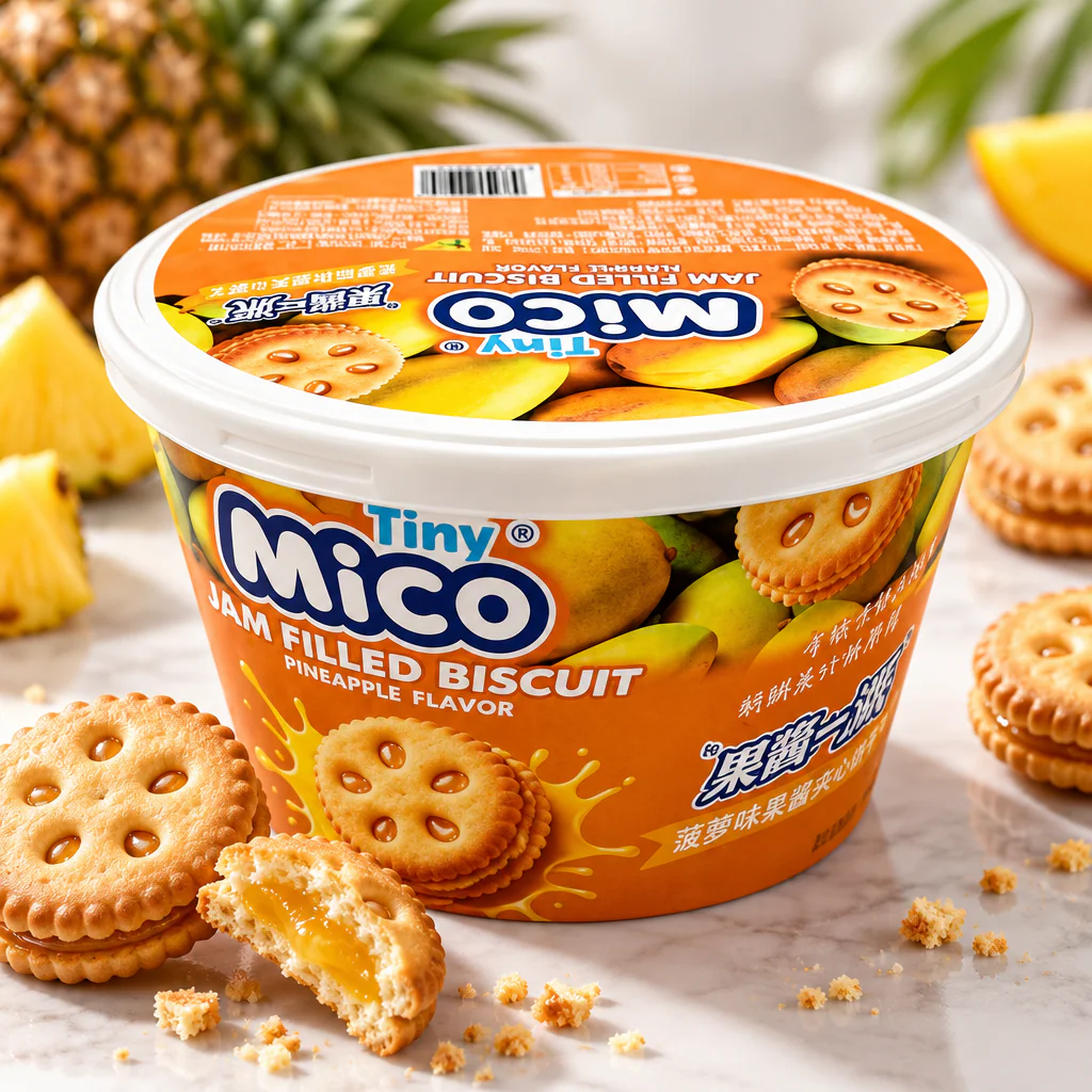 Печенье Tiny Mico Jam Filled Biscuit со вкусом АНАНАСА 93г 1/36 (Китай)