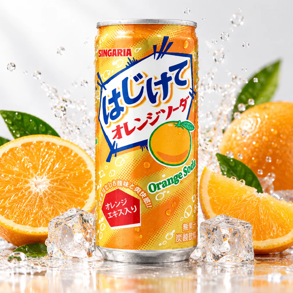 Напиток газированный SANGARIA Hajikete Orange со вкусом апельсина 250мл 1/30 (Япония)