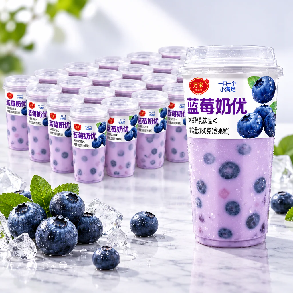 Напиток Zhenchun с молоком, саго и со вкусом черники 400мл 1/24