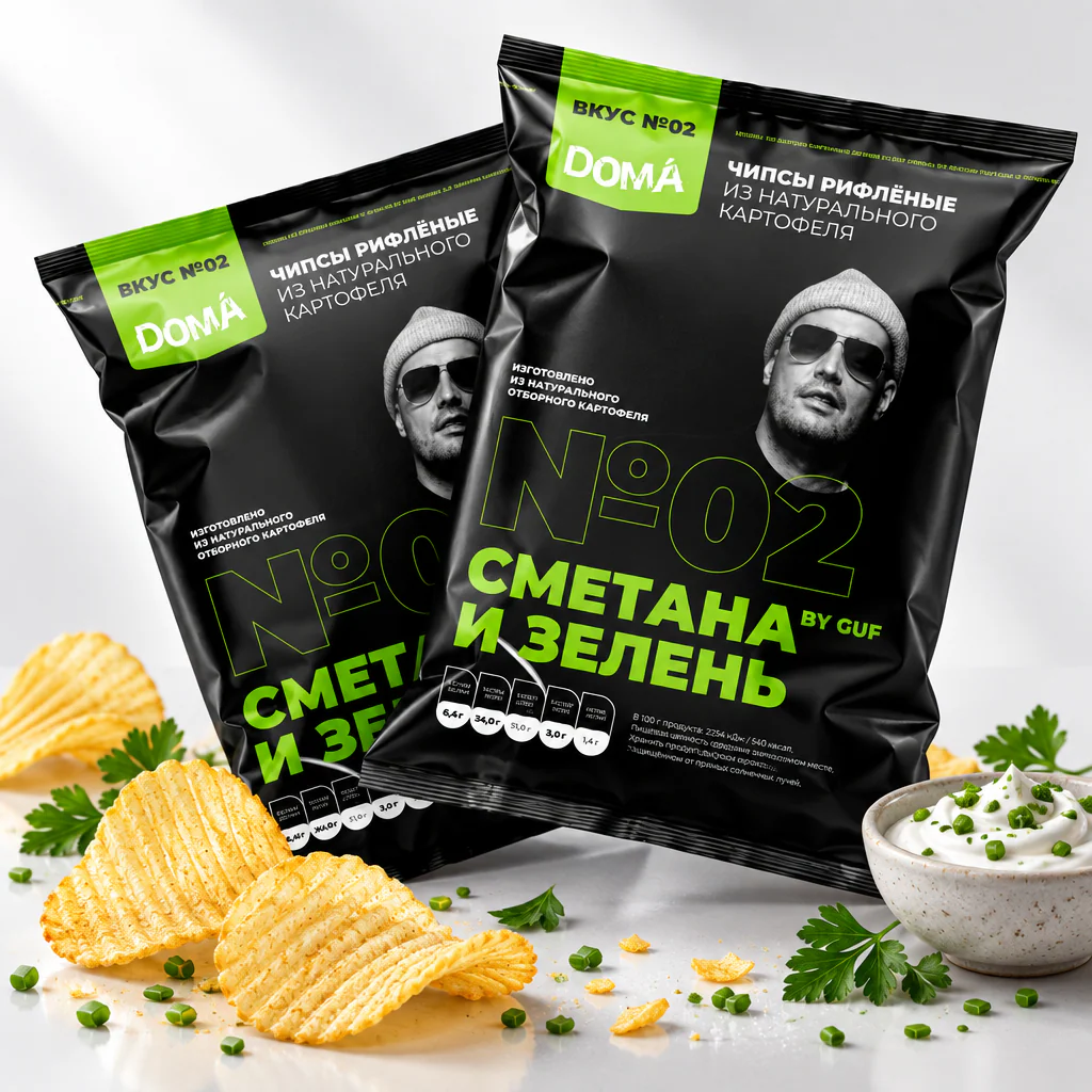 Чипсы DOMA со вкусом сметаны и зелени 70г 1/12 (Россия)