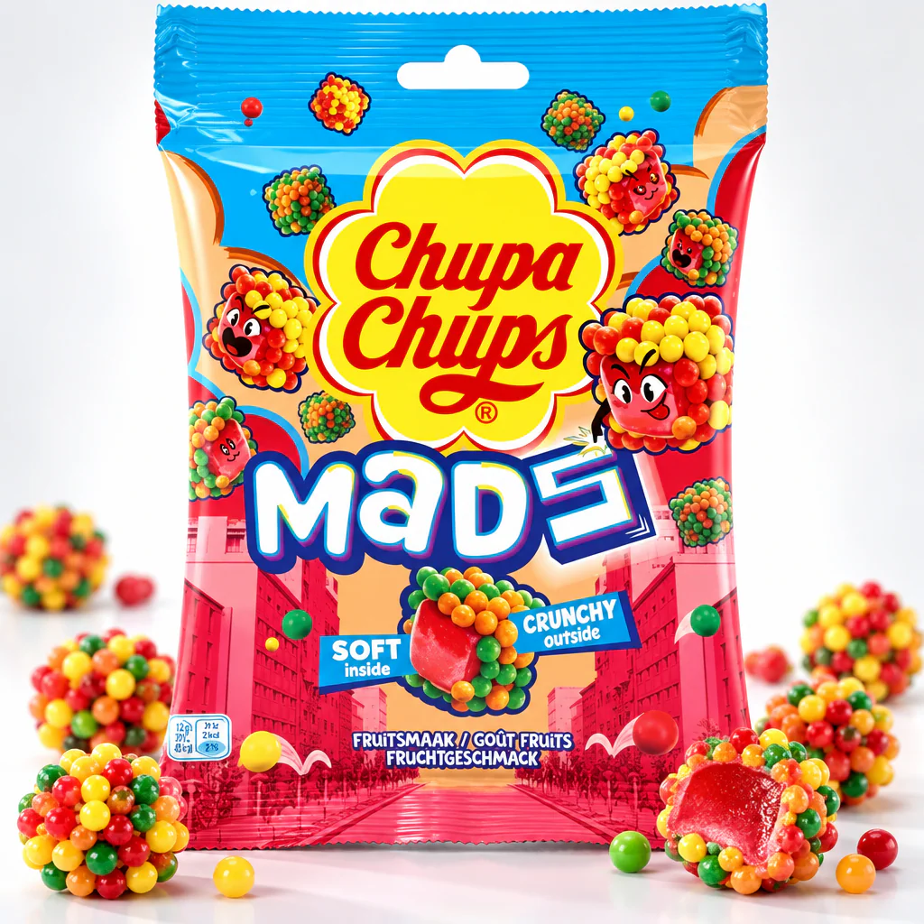 Мармелад жевательный Chupa Chups Mads Fruits 45г 1/12 (Индонезия)