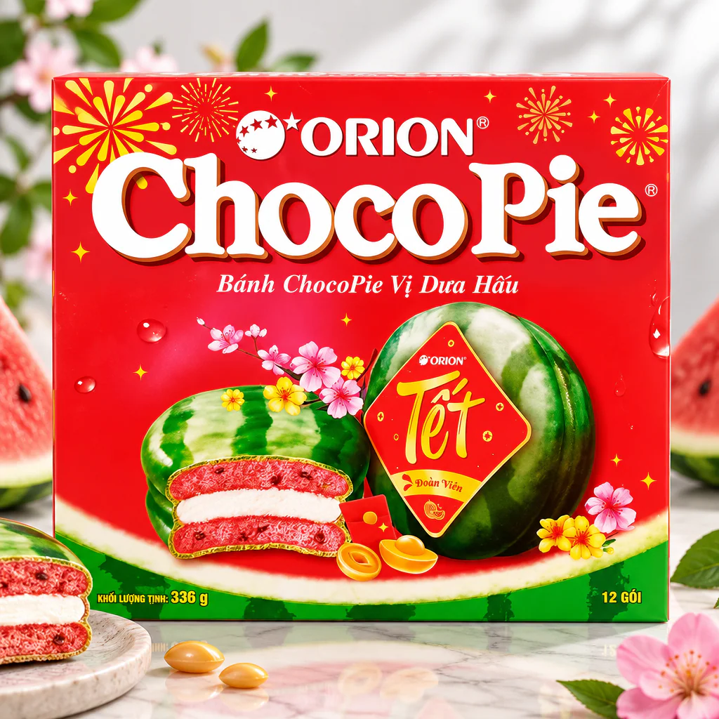Печенье Choco Pie Orion со вкусом арбуза 336г 1/8 (Вьетнам)