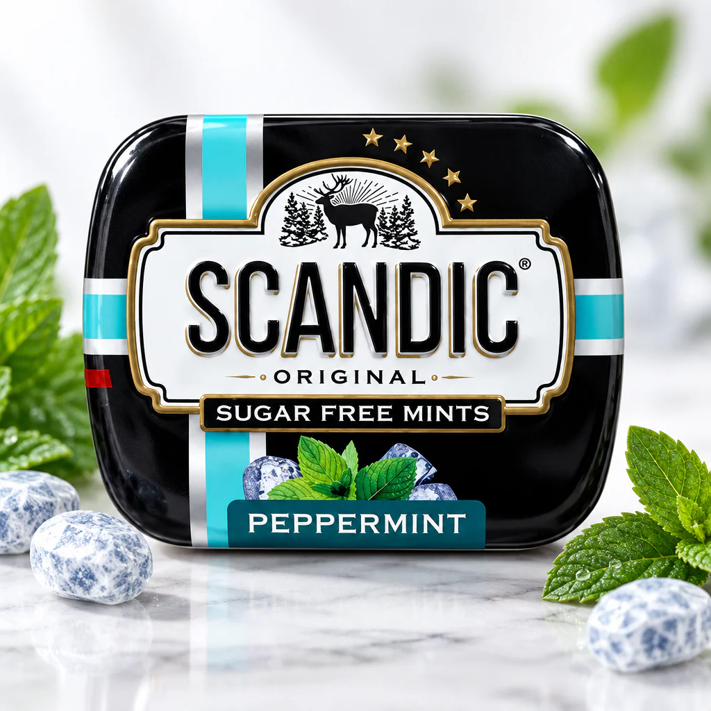 Конфеты SCANDIC Pepperment со вкусом перечной мяты 14г 1/18 (Россия)