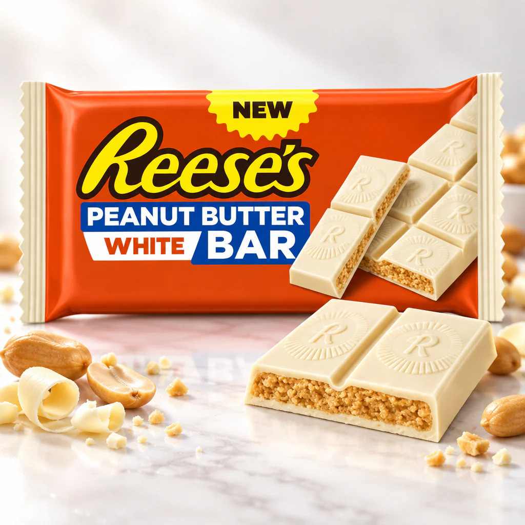 Шоколадная плитка Reese's Peanut WHITE Butter Bar белый с арахисовым маслом 90г 1/16