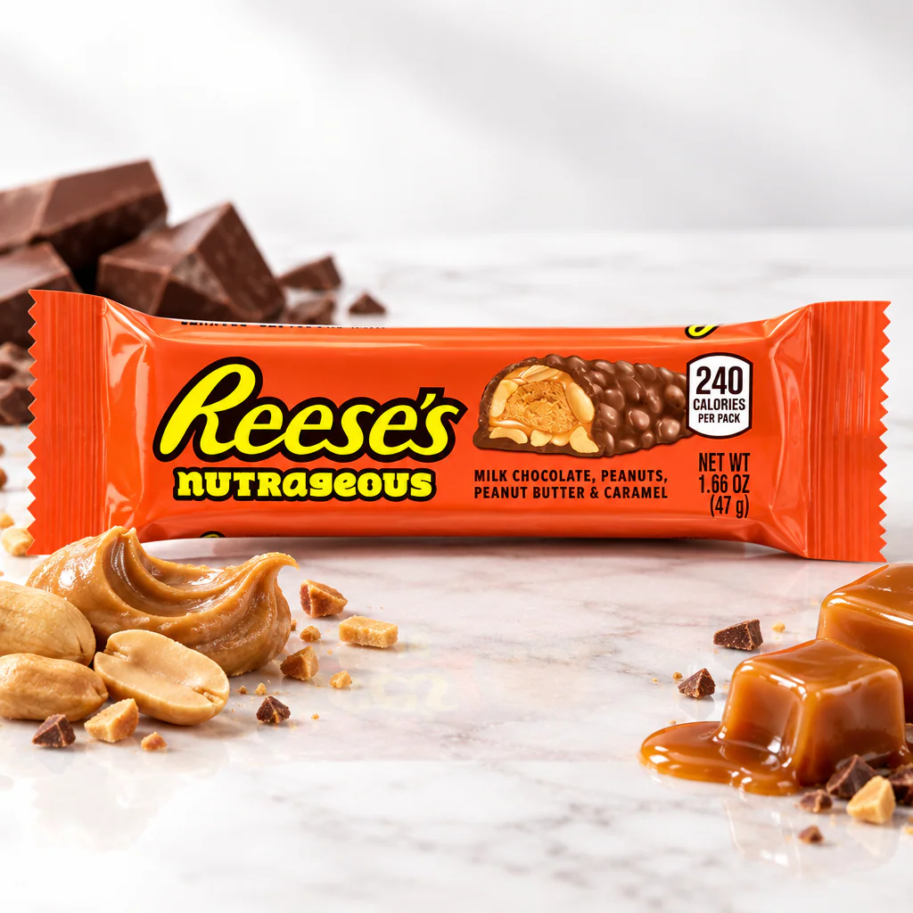 Батончик шоколадный Reese's Nutrageous Bar 47г 1/18 (США)