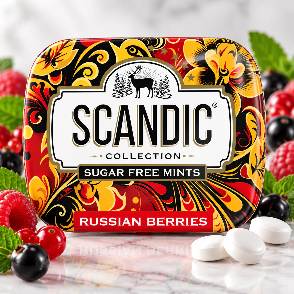 Конфеты SCANDIC Russian Berries Черника-Облепиха 14г 1/18 (Россия)