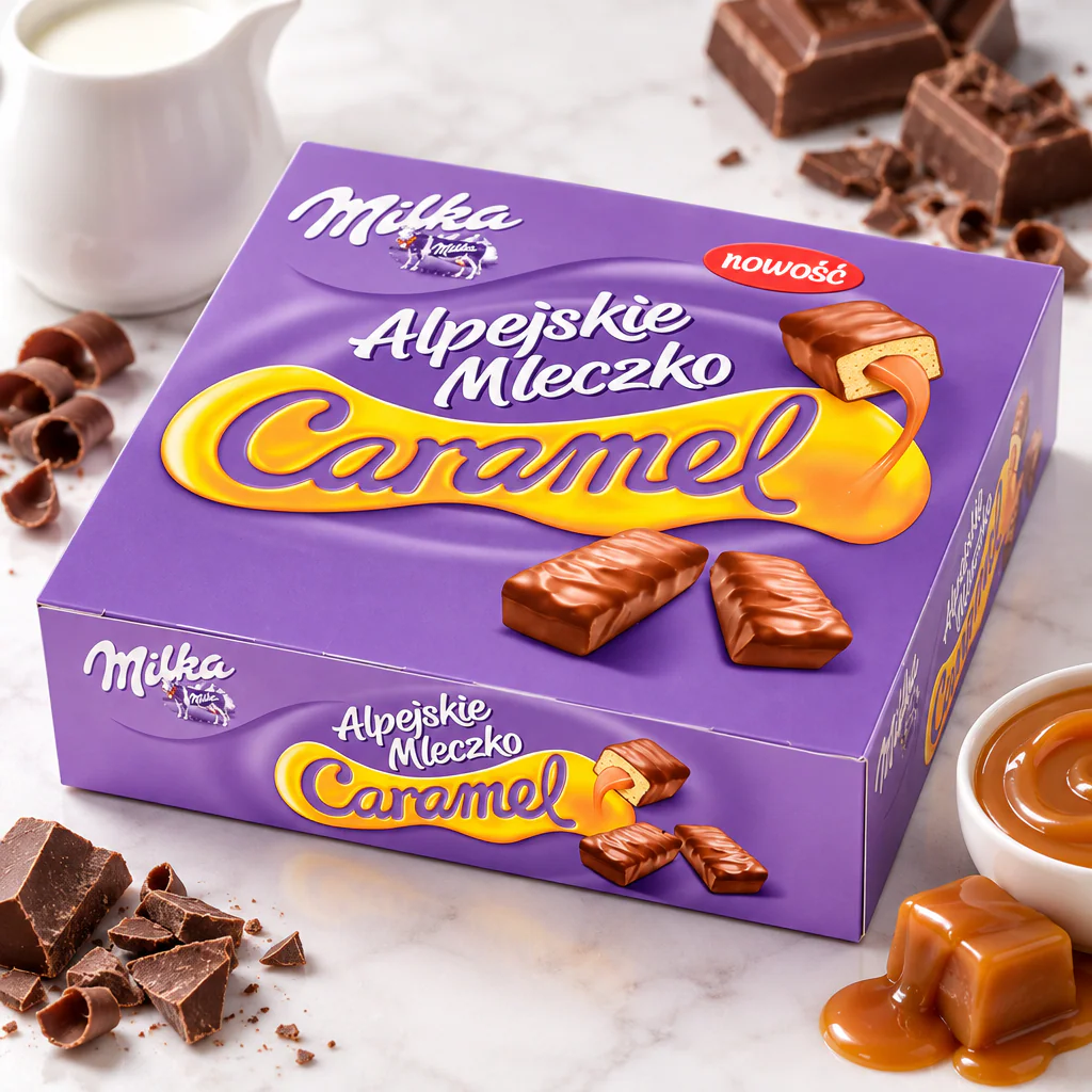 Конфеты шоколадные Milka Alpejskie Mleczko Choco с карамельной начинкой 350г 1/8