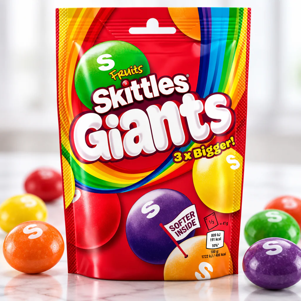 Драже Skittles Fruits Giants гигантские фруктовые 132г 1/15 (Великобритания)
