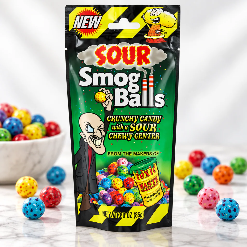 Конфеты кислые в виде шариков Toxic Waste Sour Smog Balls 85г (пакет) 1/12 (Пакистан)