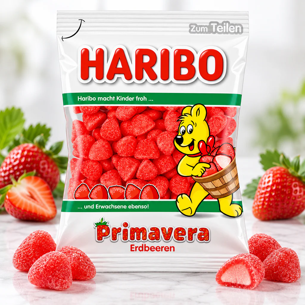Мармелад жевательный Haribo Primavera Erdbeeren клубника 100г 1/16 (Германия)