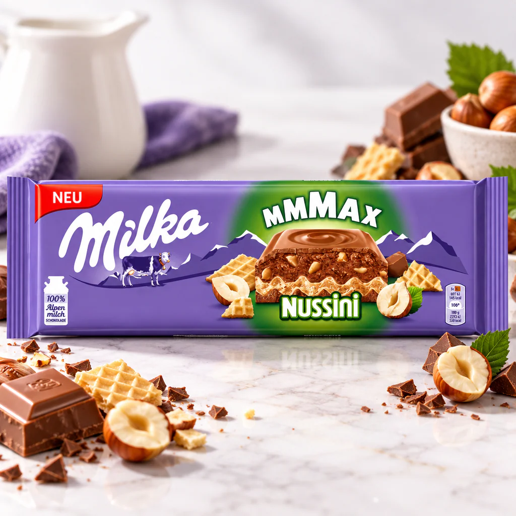 Шоколад молочный Milka MMMAX Nussini Wafer 270г 1/13 (Австрия)