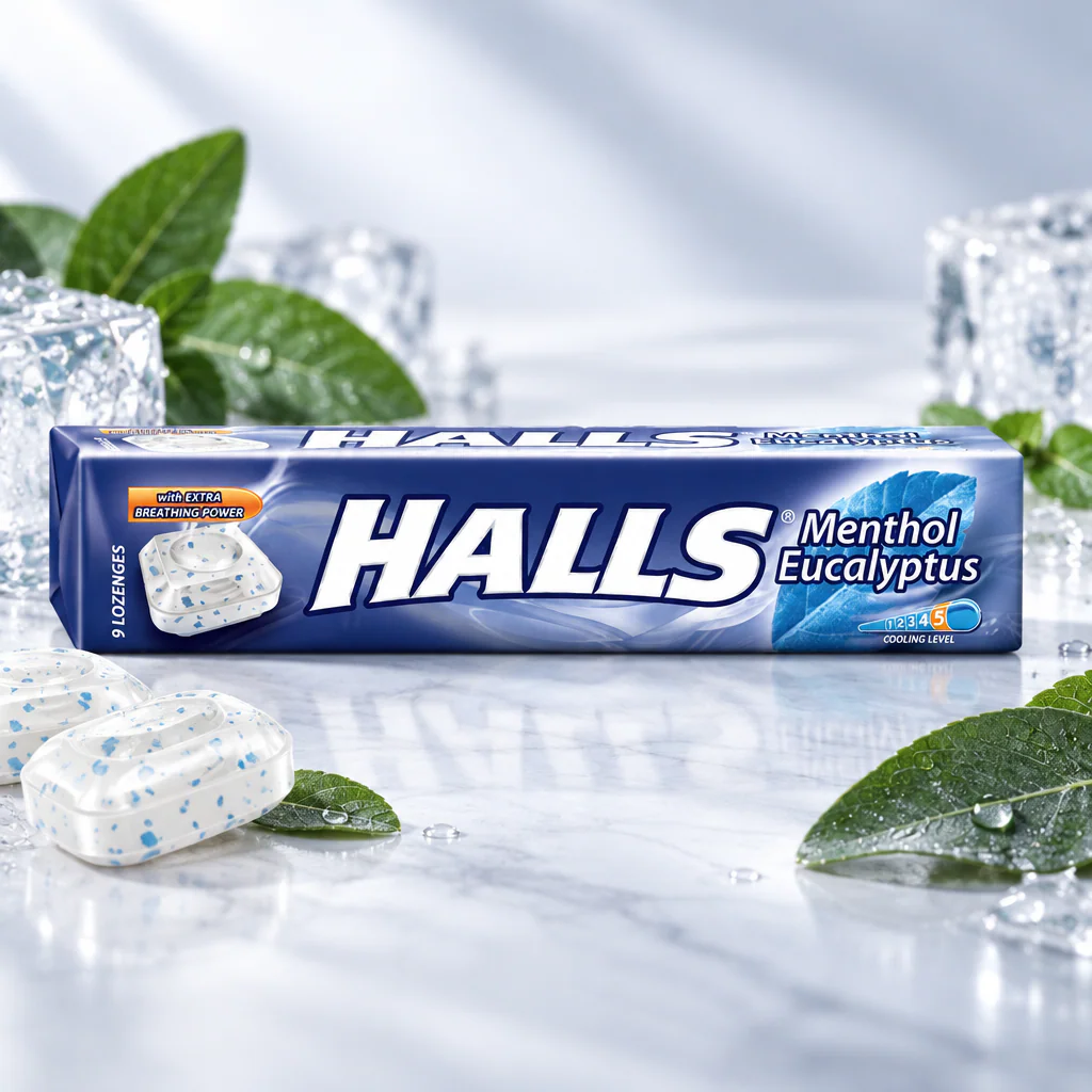 Карамель леденцовая HALLS ORIGINAL со вкусом ментола и эквалипта 32г 1/20 (Европа)