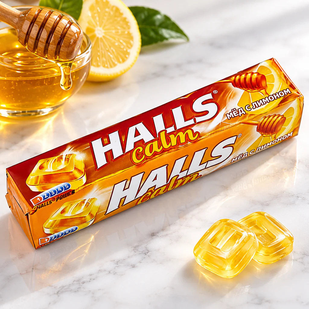 Карамель леденцовая HALLS Extra Strong со вкусом лимона и мёда 32г 1/20 (Европа)